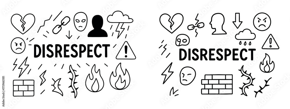 Obraz premium Disrespect Symbols Doodle