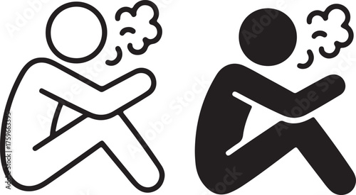 Human Smoking Icon  Line and Solid Vector of Man Sitting Symbol for Habit Concept