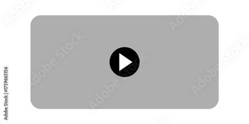 Gray Video Player Interface with Black Play Button Icon PNG
