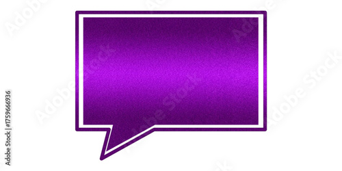 Purple Rectangular Speech Bubble with White Border PNG