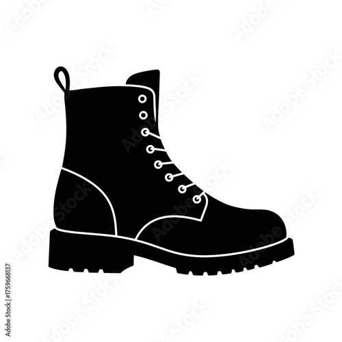 Iconic black chelsea boot silhouette detailed footwear fashion symbol for stylish apparel and accessories Vector illustration isolated on white background