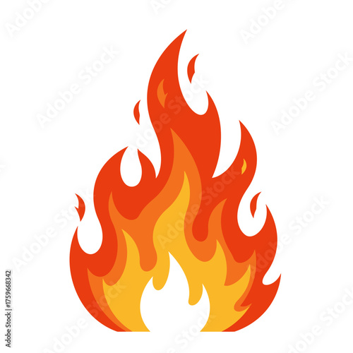 Dynamic abstract flames icon symbolizing heat energy and fiery passion Vector illustration isolated on white background