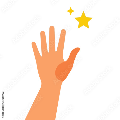 A hand reaches for shining stars, symbolizing aspiration and success.
