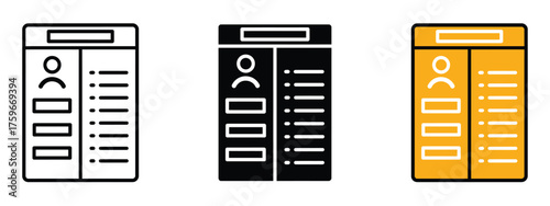 Resume icon vector. user profile interface symbol. vector illustration.