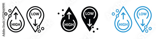 Low and high cholesterol icon vector. high to low pressure symbol. vector illustration.