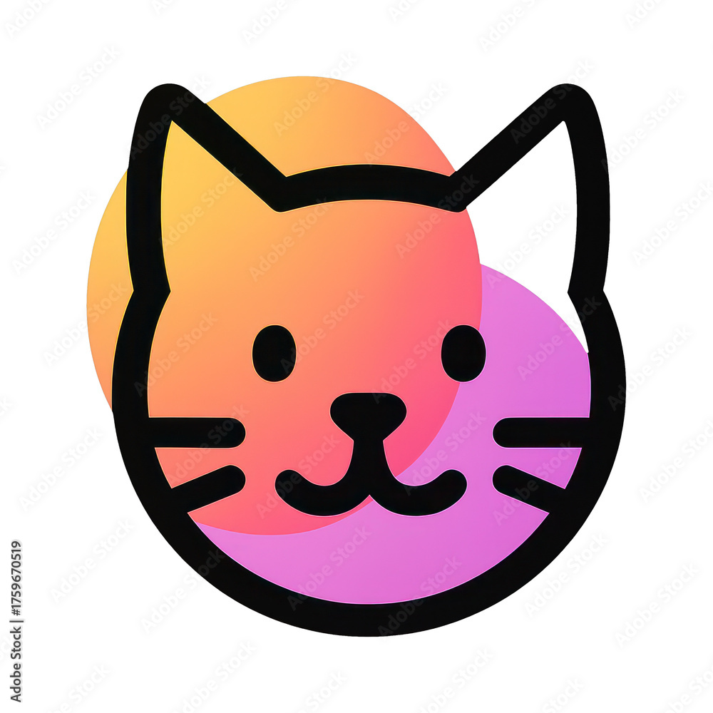 Obraz premium PNG Colorful cat face illustration