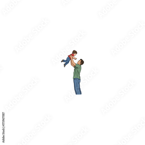 Father and Child Bonding Through Playful Toss in the Air.