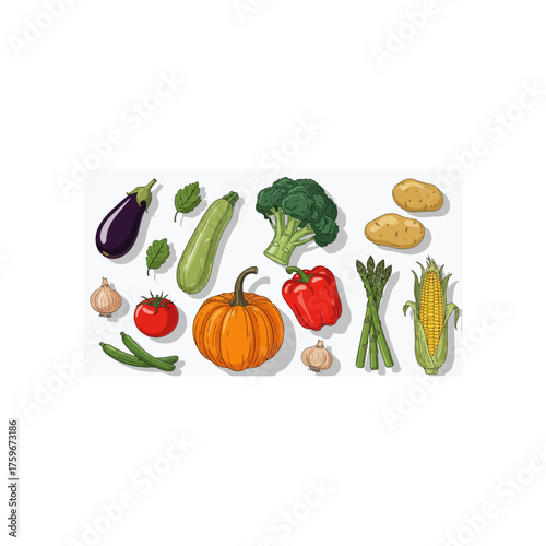 Assortment of Fresh Vegetables and Produce for Healthy Eating.