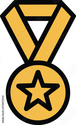 Award Medal Outline Icon for Success Achievement Vector