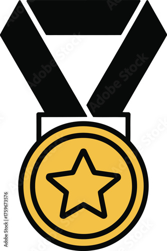 Award Medal Outline Icon for Success Achievement Vector