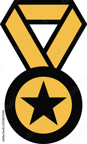 Award Medal Outline Icon for Success Achievement Vector