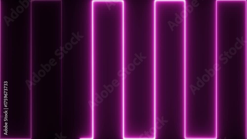 Neon pink color glowing shape animation in retro style. Seamless black background 4k video