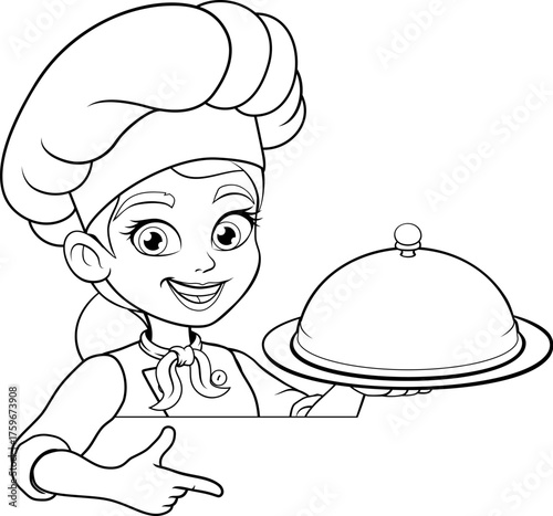 Black and white cartoon of ...