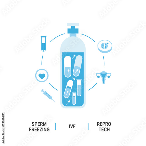 Sperm is cryopreserved and used in frozen protocols, IVF freezing, genetic material preservation, reproductive technology, and artificial insemination