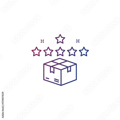 Box with stars indicating rating and review of delivery service.