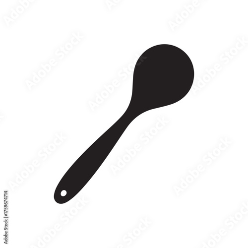 Wooden cooking spoon silhouette vector flat illustration design on white background
