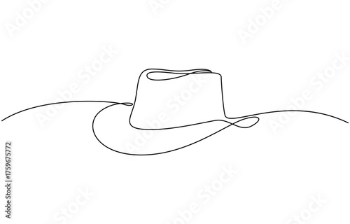 Continuous one line drawing of Cowboy hat vector illustration isolated on transparent background
