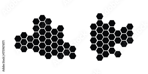 Honeycomb icons vector symbol, honeycomb patterns with honey bee . Set of icons of honeycomb, bee honeycomb of abstract form. eps 10 
