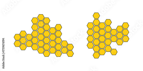 Honeycomb icons vector symbol, honeycomb patterns with honey bee . Set of icons of honeycomb, bee honeycomb of abstract form. eps 10 