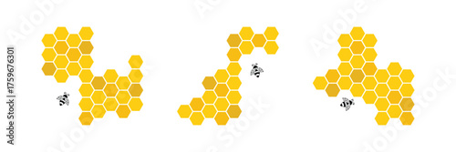 Honeycomb icon. Set of honeycomb icons. Natural honeycomb icons collection. Beeswax hive icons. Honeycomb icon element Illustration. Trendy Symbol for Design . eps 10