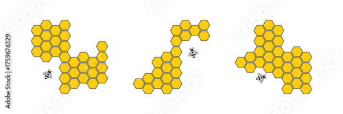 Honeycomb icon. Set of honeycomb icons. Natural honeycomb icons collection. Beeswax hive icons. Honeycomb icon element Illustration. Trendy Symbol for Design . eps 10