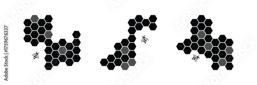 Honeycomb icon. Set of honeycomb icons. Natural honeycomb icons collection. Beeswax hive icons. Honeycomb icon element Illustration. Trendy Symbol for Design . eps 10