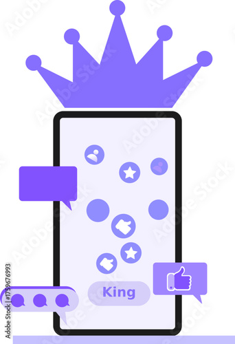 Smartphone with Crown and Social Media Icons