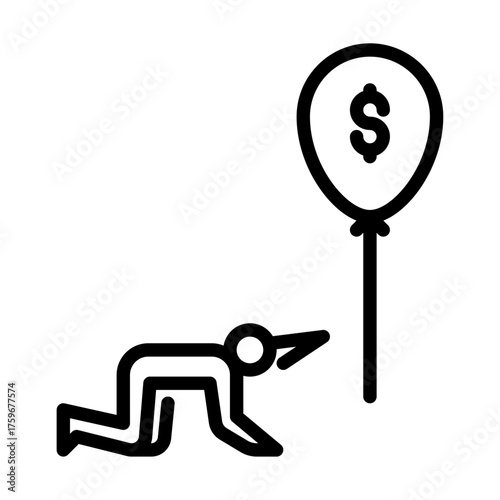 A man lost his money outline icon. figure line art illustration.