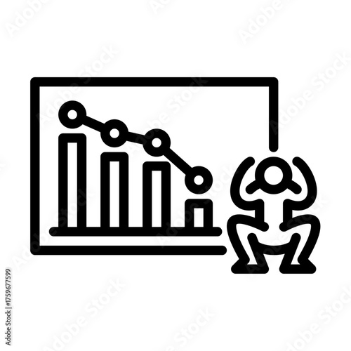 A man stress about financial crisis outline icon. figure line art illustration.
