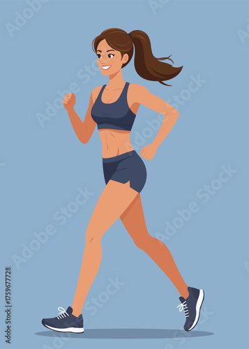 Young woman running jogging athletic workout fitness