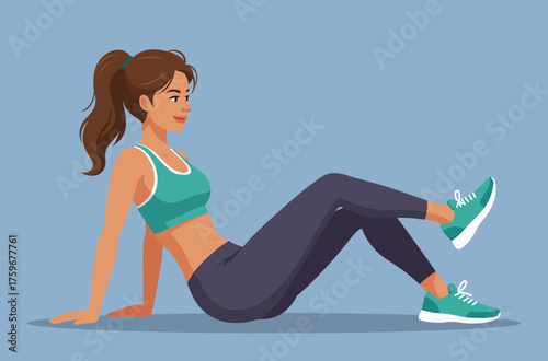 Young fit woman doing abs core exercise