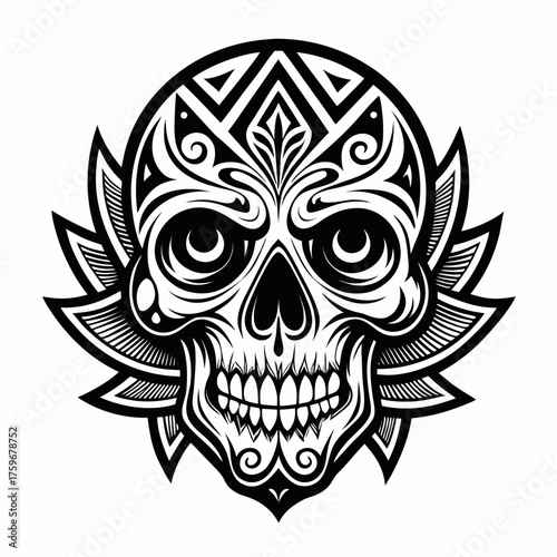 Dark Gothic Halloween Vector Art with Skull and Spooky Elements