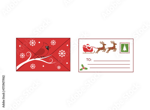 A Santa letter template featuring a charming envelope, suitable for Christmas or holiday mailing
