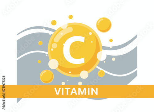 The nutrition sign vector concept, the power of vitamin C, and its chemical formula