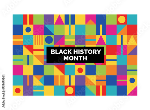 Celebrate Black History Month with an African‑American celebration card that showcases an abstract geometric background in black, red, yellow, and green