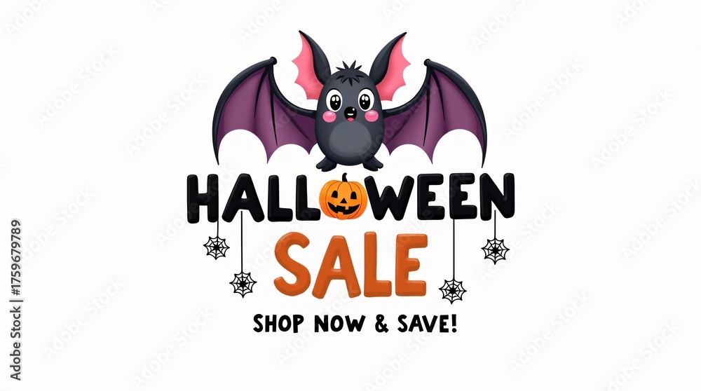 Obraz premium A cute bat, pumpkin, and 