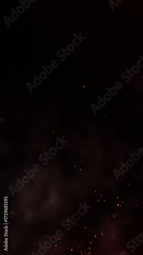 Vertical Fire Sparks With Smoke