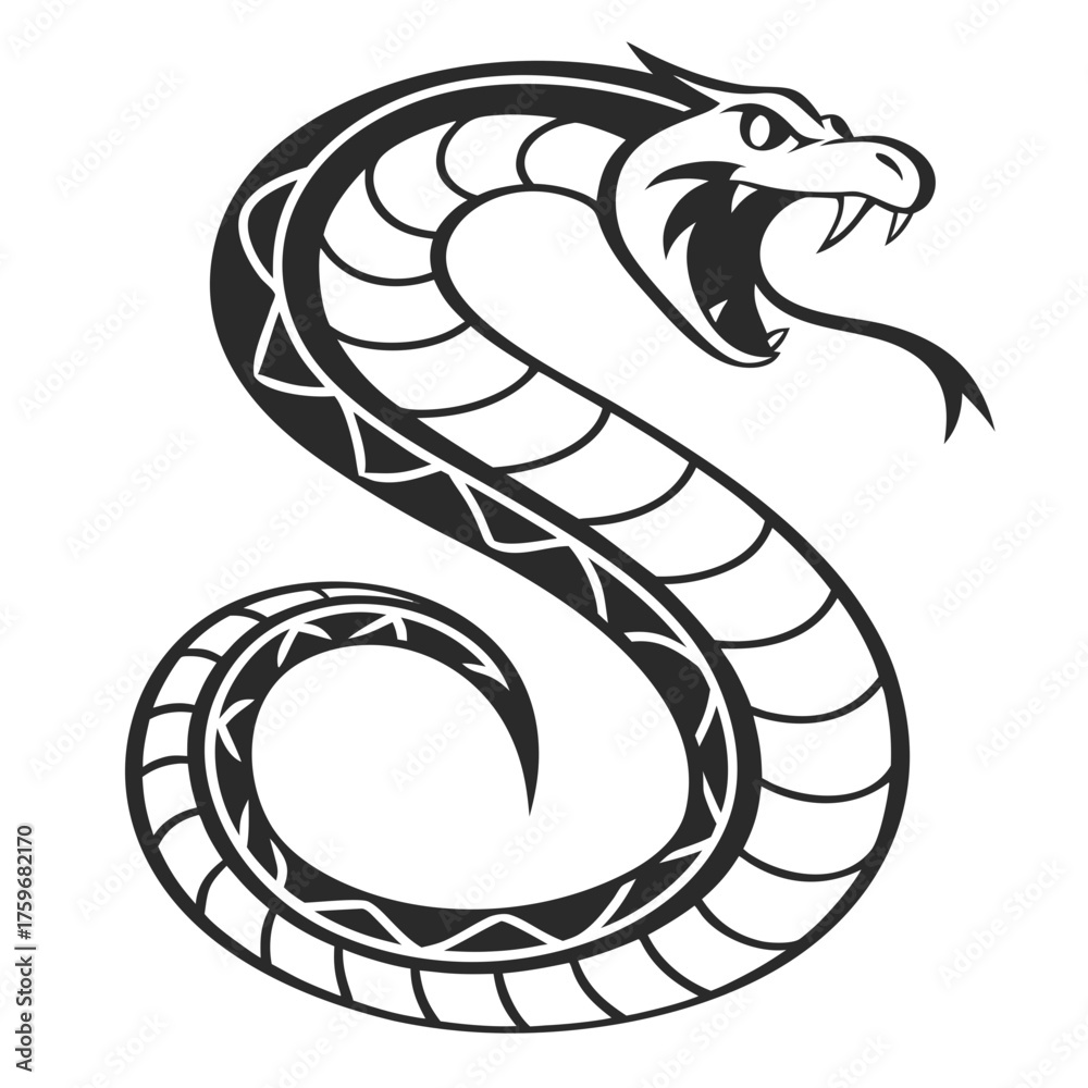 Fototapeta premium Stylized black and white cobra snake