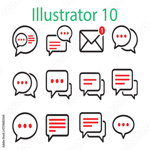 chat speech bubble and message icon set for communication, online conversation, and ui/ux design