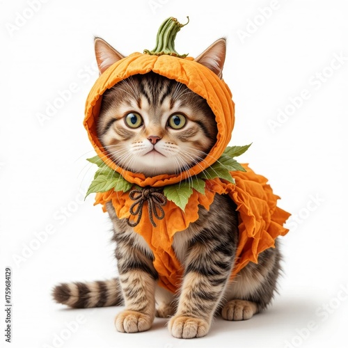 A playful feline dressed as a pumpkin brings joy and warmth to the festive season