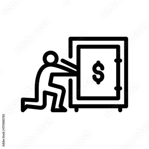 A man open his safety box outline icon. figure line art illustration.