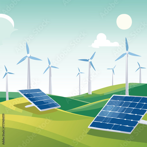 solar panels and wind turbines