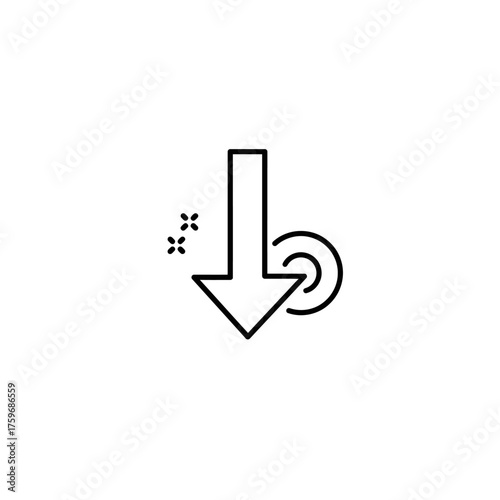 Downward arrow icon pointing towards a circular target indicating a selection.