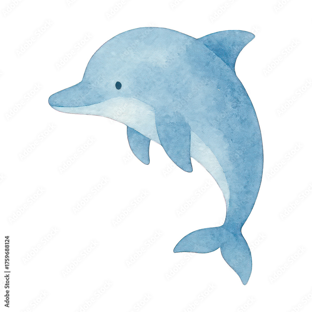 Obraz premium PNG Watercolor dolphin illustration art.