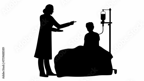 Dedicated nurse attending to patient receiving IV treatment, providing compassionate healthcare and support during recovery