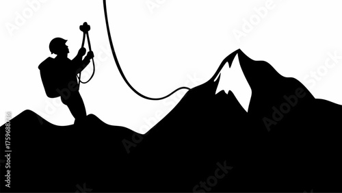 Conquer the climb with determination mountain climbing silhouette, adventure and challenge concept, vector