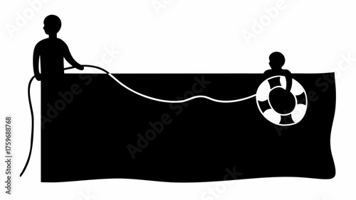 Lifeguard watching child in pool with life preserver offers safety and reassurance perfect for summer projects