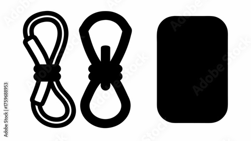 Essential climbing gear setup showing rope knots and carabiner outline perfect for adventure and safety guides