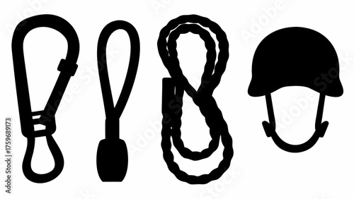 Essential safety gear for climbing and outdoor adventures includes helmet, rope, and carabiners for security