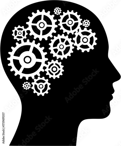 Human Head with Gears Vector Illustration Representing Intelligence Creativity Innovation and Analytical Thinking Concept Design